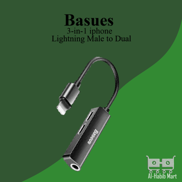 Baseus “L52” 3 in 1 iPhone Male to Dual iPhone Female Splitter & 3.5mm Jack connector
